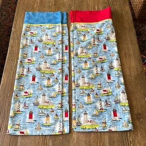 Sailboat and lighthouse Pillow Cases Set of 2 Decorative Cover 20.5 x 30” new